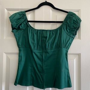 Pinup Couture forest green peasant top